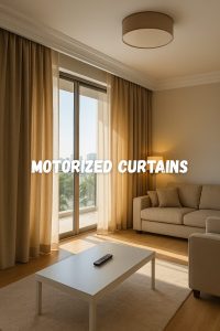Motorized Curtains Dubai – Smart Remote-Control Living Room Setup